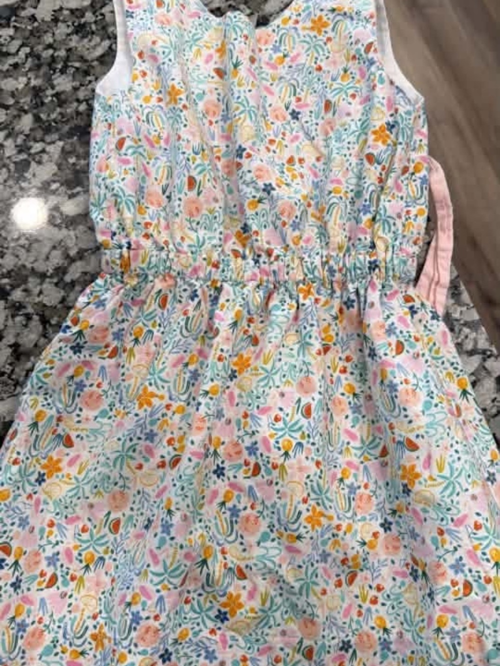 Toddler Floral Print Pink Multicolor Sleeveless Dress